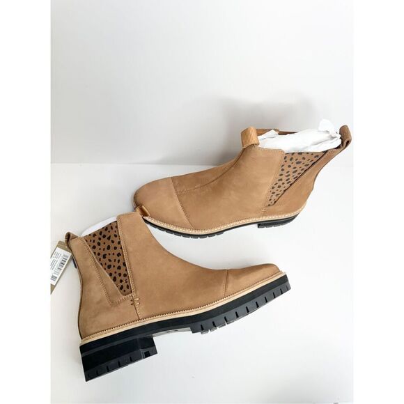 TOMS Dakota Chelsea Ankle Boots Size 9 Tan Animal Print Water Resistant Leather - Picture 5 of 7